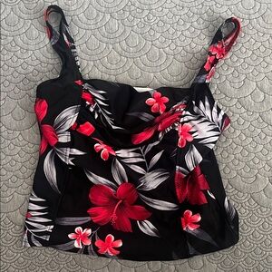 Elegant Black and Red Floral Swim Camisole